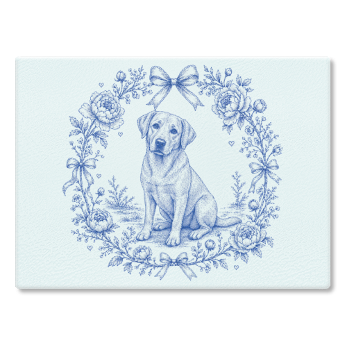Labrador Toile - glass chopping board by Lilly Rose