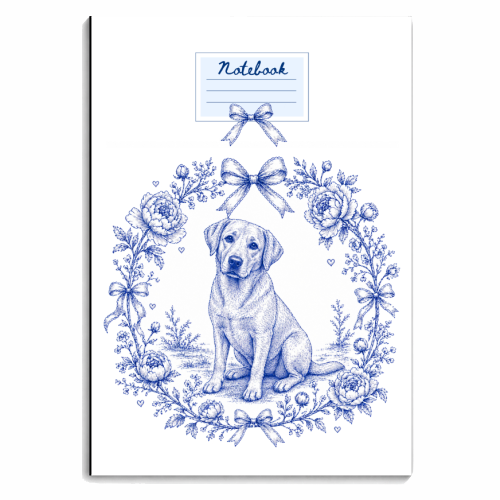Labrador Toile - personalised A4, A5, A6 notebook by Lilly Rose