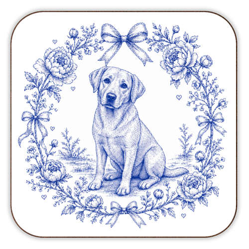 Labrador Toile - personalised beer coaster by Lilly Rose