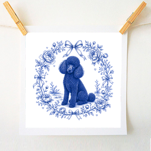 Black Poodle Toile - A1 - A4 art print by Lilly Rose