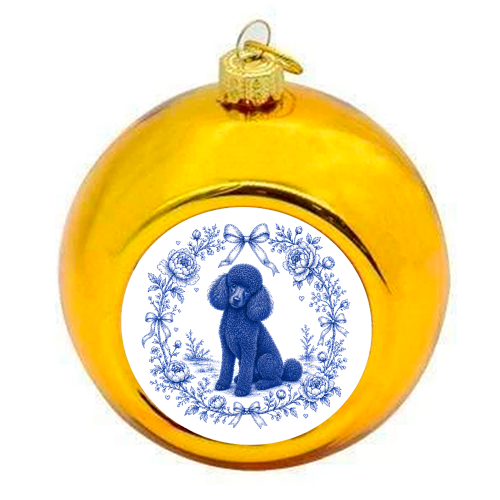 Black Poodle Toile - colourful christmas bauble by Lilly Rose