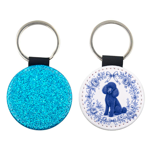 Black Poodle Toile - keyring by Lilly Rose