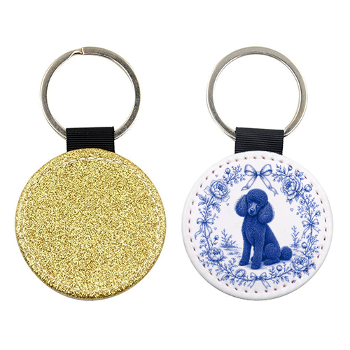 Black Poodle Toile - keyring by Lilly Rose