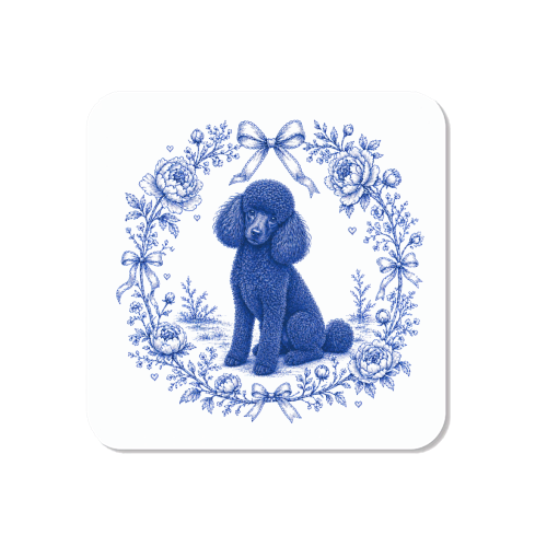 Black Poodle Toile - Magnet by Lilly Rose