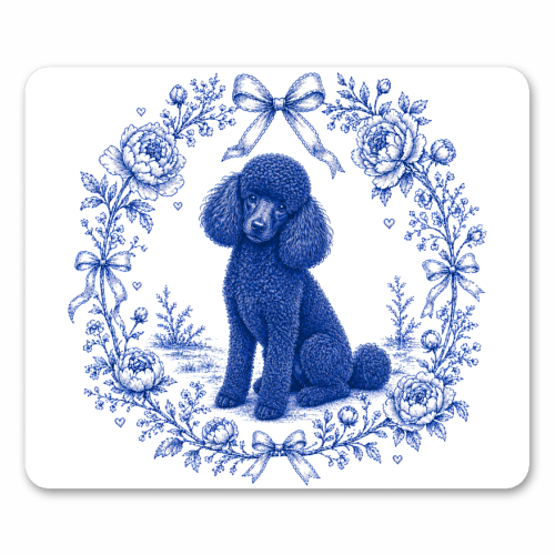 Black Poodle Toile - mouse mat by Lilly Rose