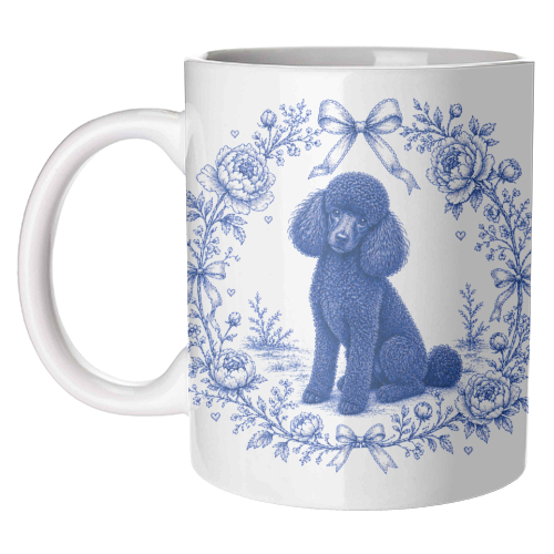 Black Poodle Toile - unique mug by Lilly Rose