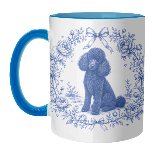 Black Poodle Toile - unique mug by Lilly Rose