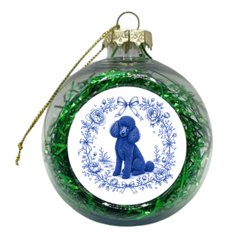 Black Poodle Toile - xmas bauble by Lilly Rose