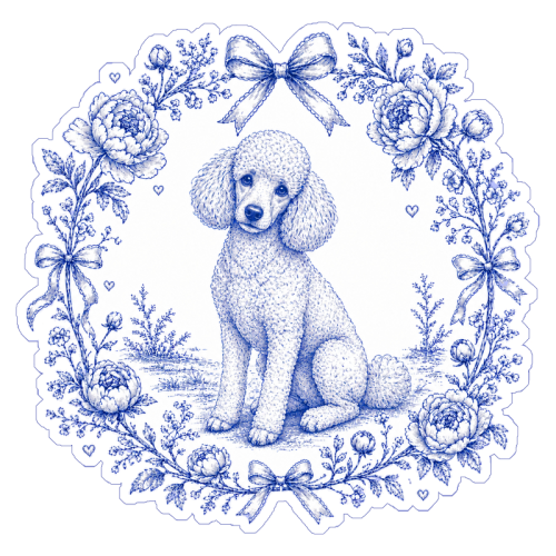 Poodle Toile - Die Cut Sticker by Lilly Rose