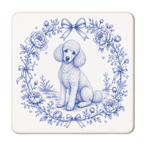 Poodle Toile - personalised beer coaster by Lilly Rose