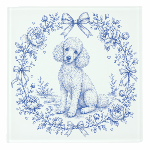 Poodle Toile - personalised beer coaster by Lilly Rose