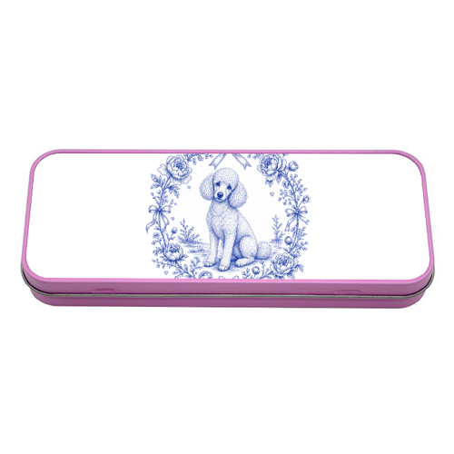 Poodle Toile - tin pencil case by Lilly Rose