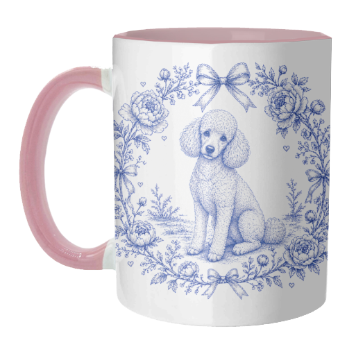 Poodle Toile - unique mug by Lilly Rose