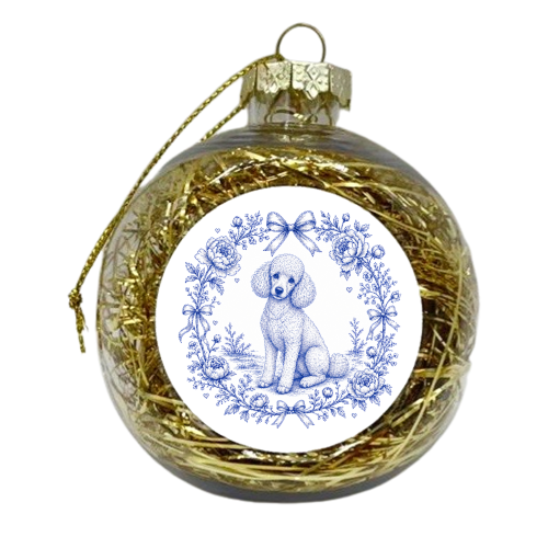 Poodle Toile - xmas bauble by Lilly Rose