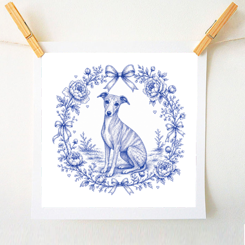 Whippet Toile - A1 - A4 art print by Lilly Rose