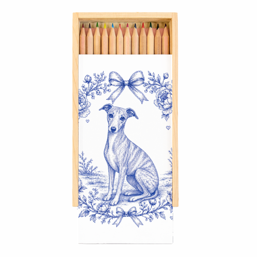 Whippet Toile - Coloured Pencils with Box by Lilly Rose