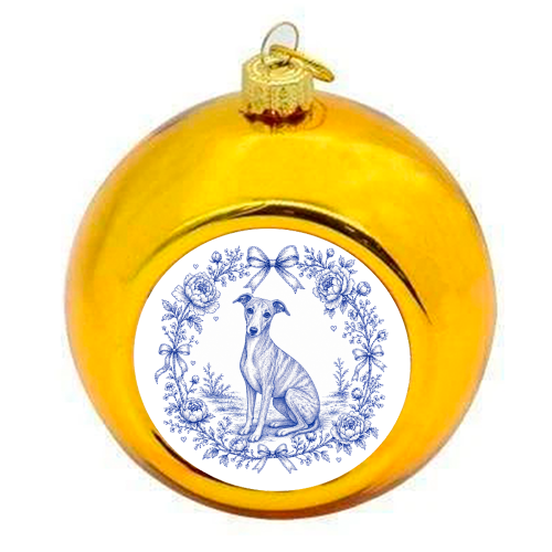 Whippet Toile - colourful christmas bauble by Lilly Rose