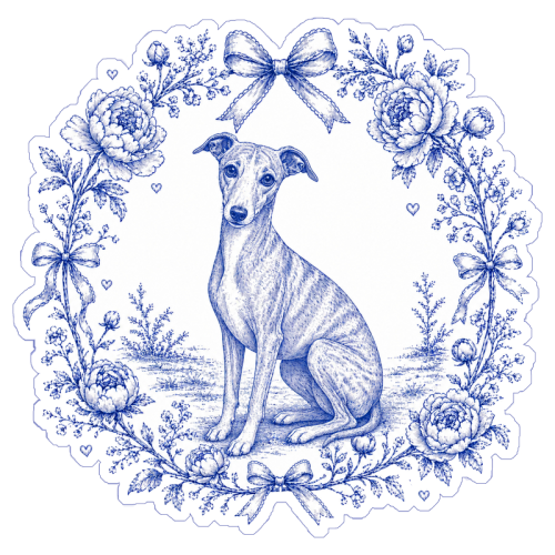 Whippet Toile - Die Cut Sticker by Lilly Rose
