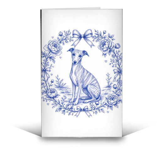 Whippet Toile - funny greeting card by Lilly Rose