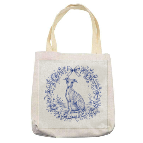 Whippet Toile - printed canvas tote bag by Lilly Rose