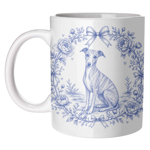 Whippet Toile - unique mug by Lilly Rose