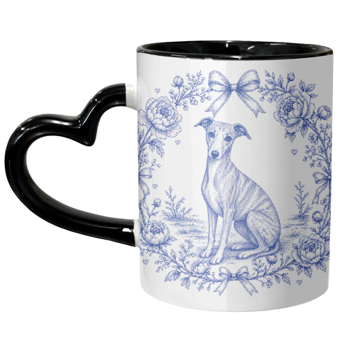 Whippet Toile - unique mug by Lilly Rose