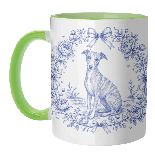 Whippet Toile - unique mug by Lilly Rose
