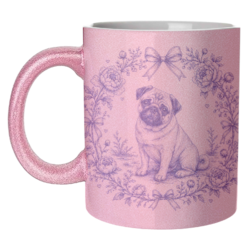 Pug Toile - unique mug by Lilly Rose