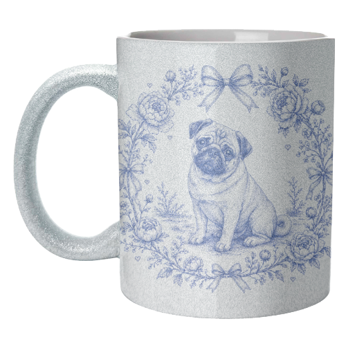 Pug Toile - unique mug by Lilly Rose