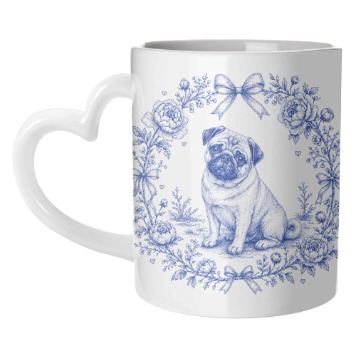 Pug Toile - unique mug by Lilly Rose