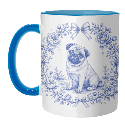 Pug Toile - unique mug by Lilly Rose