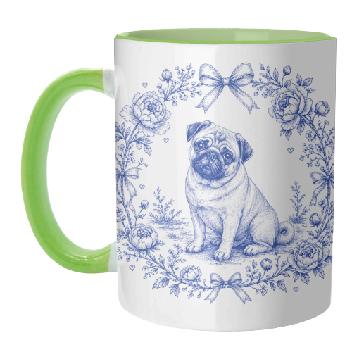 Pug Toile - unique mug by Lilly Rose
