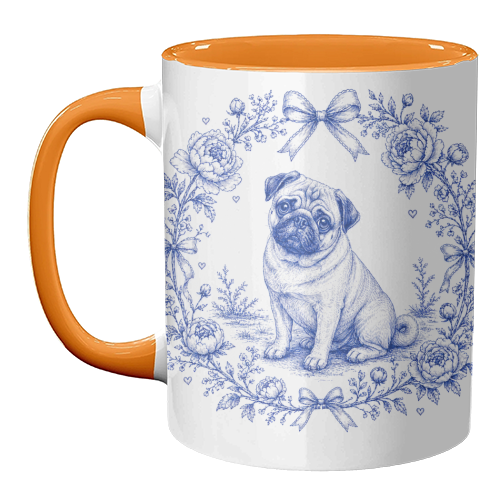 Pug Toile - unique mug by Lilly Rose