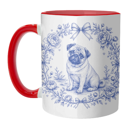 Pug Toile - unique mug by Lilly Rose