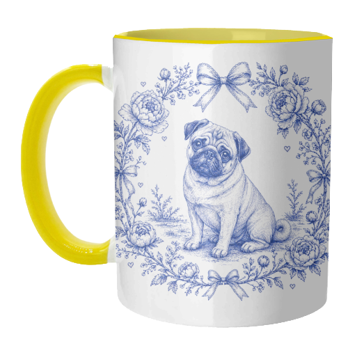 Pug Toile - unique mug by Lilly Rose