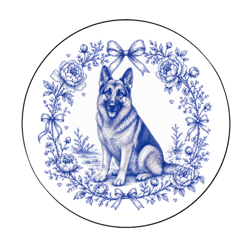 German Shepherd Toile - Circle Sticker by Lilly Rose