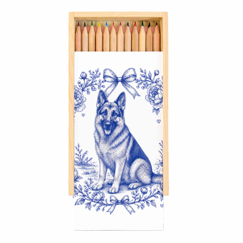 German Shepherd Toile - Coloured Pencils with Box by Lilly Rose