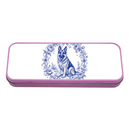 German Shepherd Toile - tin pencil case by Lilly Rose