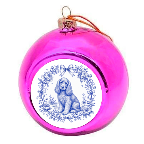 Cocker Spaniel - colourful christmas bauble by Lilly Rose