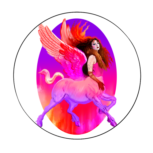 CENTAUR ROAN - Circle Sticker by Jock Mooney