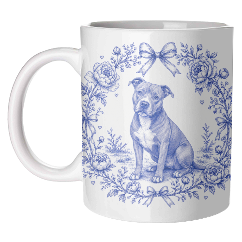 Pit Bull Toile - unique mug by Lilly Rose