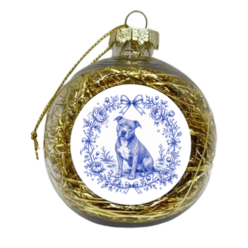 Pit Bull Toile - xmas bauble by Lilly Rose