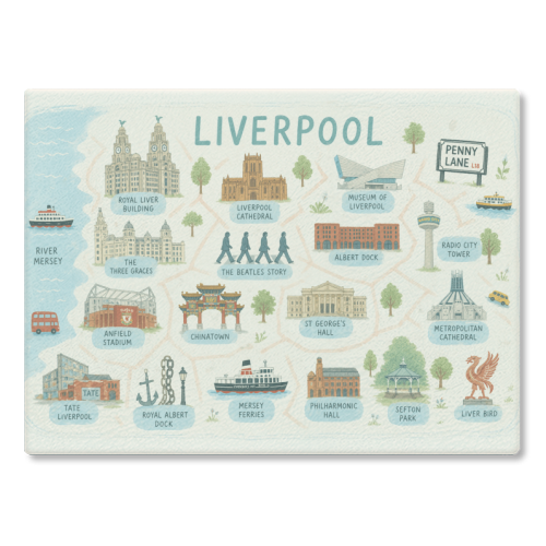 Liverpool Map! - glass chopping board by The Yellow Box