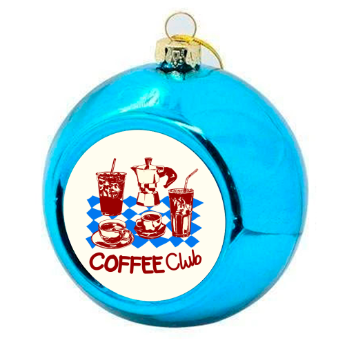 Coffee Club Retro Doodle Aesthetic Vintage Cafe Vibes - colourful christmas bauble by EZbie