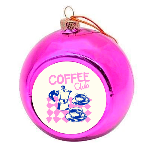 Retro Pink Coffee Club Vintage Cafe Aesthetic - colourful christmas bauble by EZbie