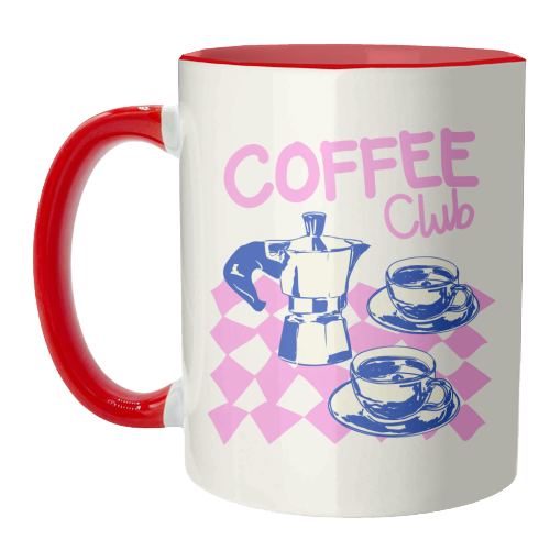 Retro Pink Coffee Club Vintage Cafe Aesthetic - unique mug by EZbie