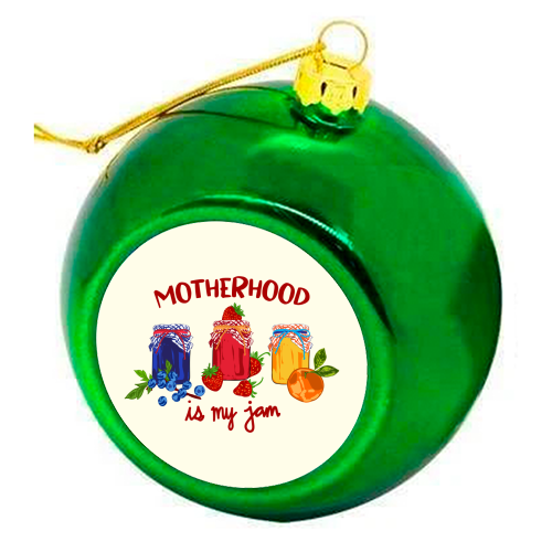 Motherhood Is My Jam Aesthetic Cute Fruit Vintage Mom Design - colourful christmas bauble by EZbie