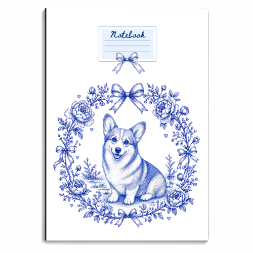 Corgi Toile - personalised A4, A5, A6 notebook by Lilly Rose