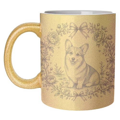 Corgi Toile - unique mug by Lilly Rose