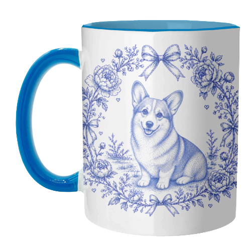Corgi Toile - unique mug by Lilly Rose